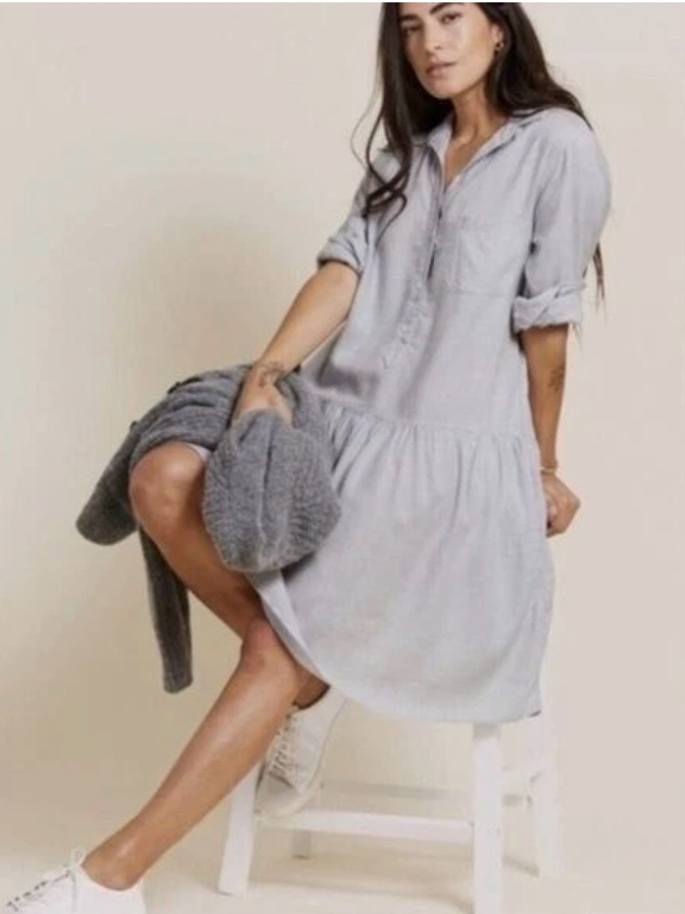 GRAYSON  The Changemaker Shirt Dress Frank & Eileen Gray Preppy Size 02 Small
